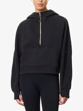 Lululemon gold zipper hoodie half zip faded black scuba xs/s